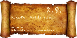 Klopfer Valéria névjegykártya